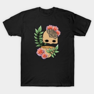 Surreal Plant Person with Roses, Leaves and Mandala T-Shirt